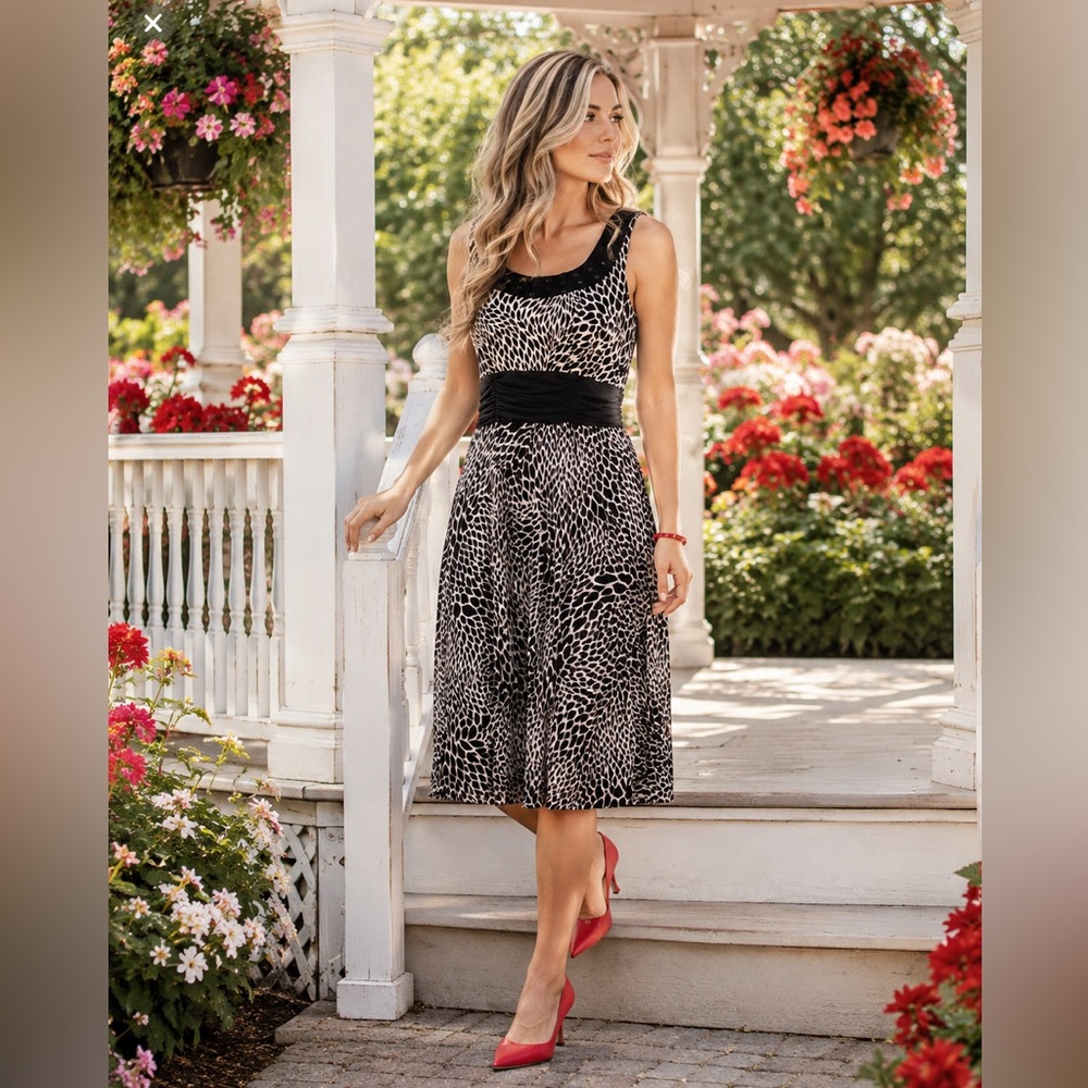 Elegant Perception's Black and White Sleeveless Dress